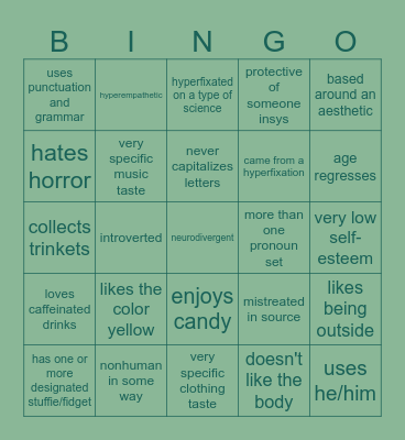 Fridge Sys Bingo Card