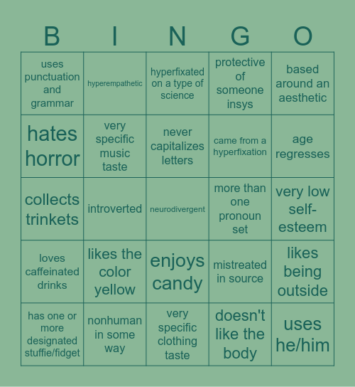 Fridge Sys Bingo Card