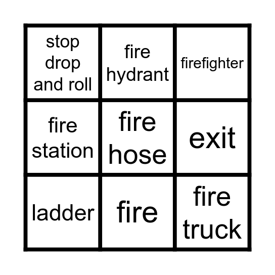 Fire Safety Bingo Card