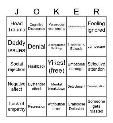 Joker/Psychology Bingo Card