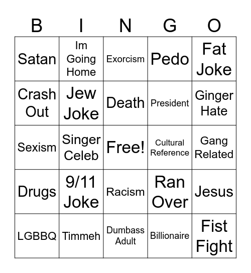 South Park Bingo Card