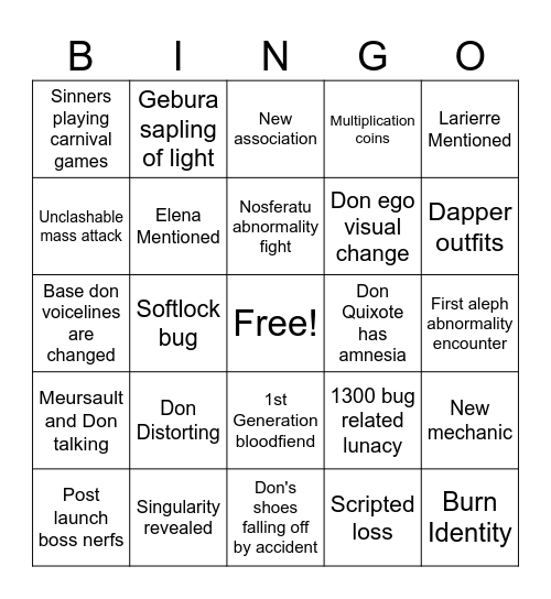 Canto 7 Bingo Card