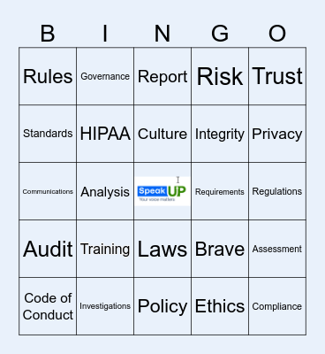 Ethics & Compliance Week 2024 Bingo Card
