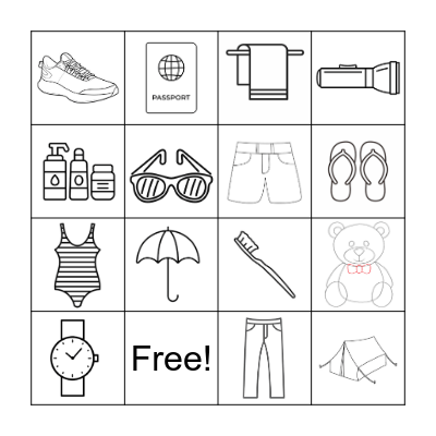 Let's Pack Bingo Card