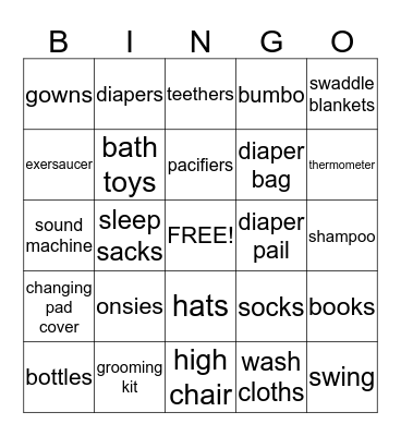 Baby Bingo Card