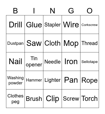 Things you need Bingo Card