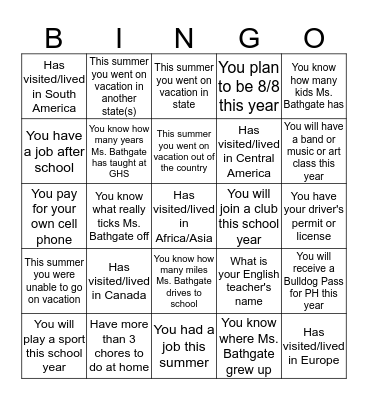 Bingo Card