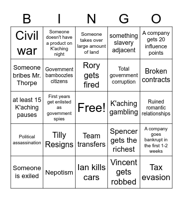 K'aching Bingo 2024 Bingo Card