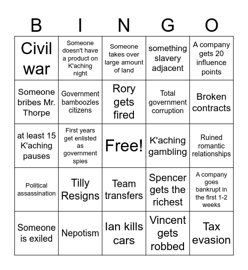 K'aching Bingo 2024 Bingo Card