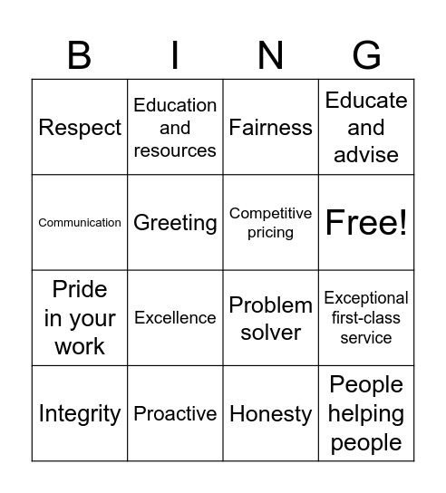 Educators Credit Union Bingo Card