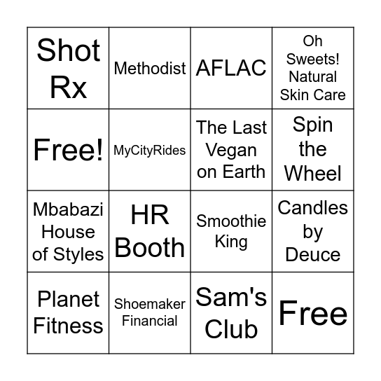 2024 LOC Health & Wellness Fair Vendor Passport Bingo Card