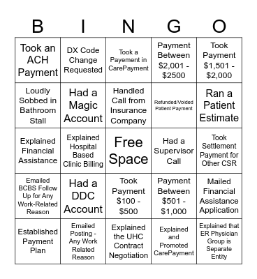 Customer Service Bingo! Bingo Card