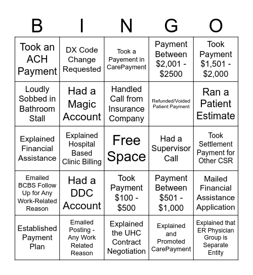 Customer Service Bingo! Bingo Card