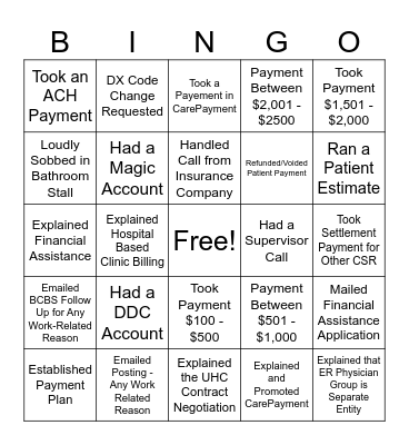 Customer Service Bingo! Bingo Card