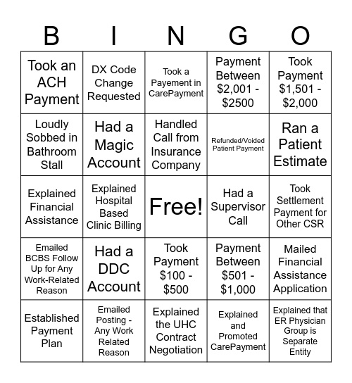 Customer Service Bingo! Bingo Card