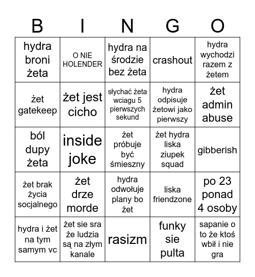 Środa Bingo Card