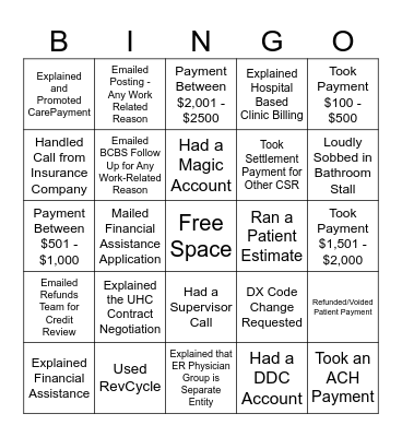 Customer Service Bingo! Bingo Card