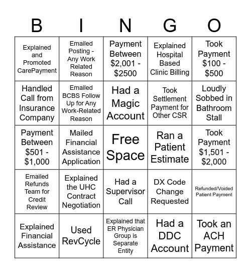 Customer Service Bingo! Bingo Card