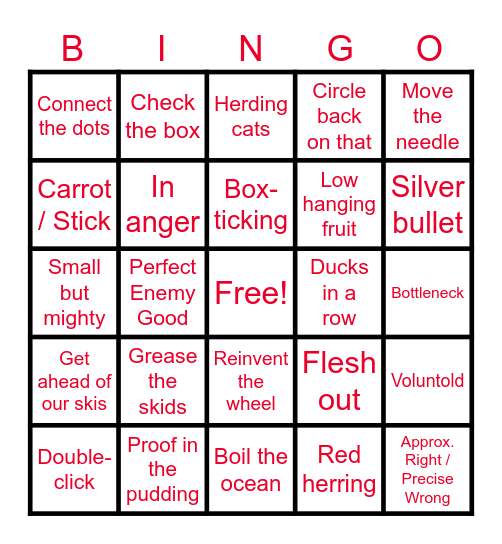 Corporate Bingo Card