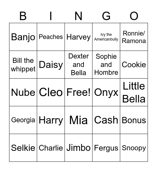 DOG Bingo Card
