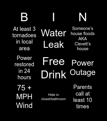 Hurricane Milton Bingo Card