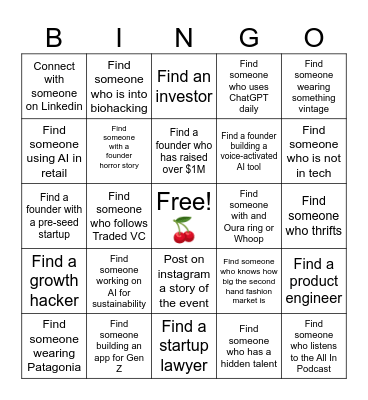 Cherry Pick Bingo Card