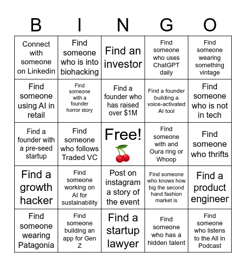 Cherry Pick Bingo Card
