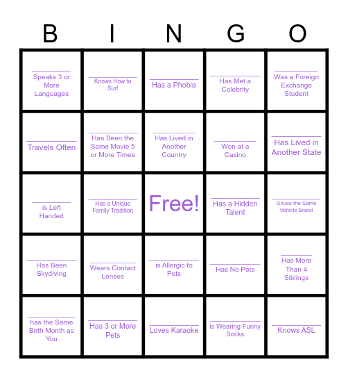 FSS Rally Bingo Card