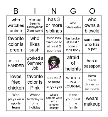 Banny's Angels Bingo Card
