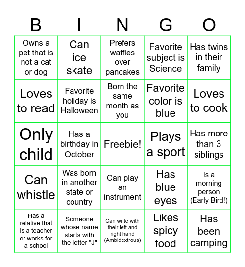 BSW Bingo Card