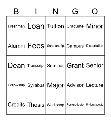 Education Bingo Card