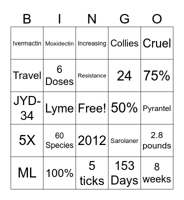 Heartworm  Bingo Card