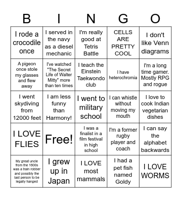 Genetics Department Bingo Card