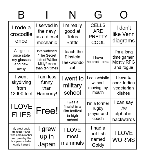 Genetics Department Bingo Card