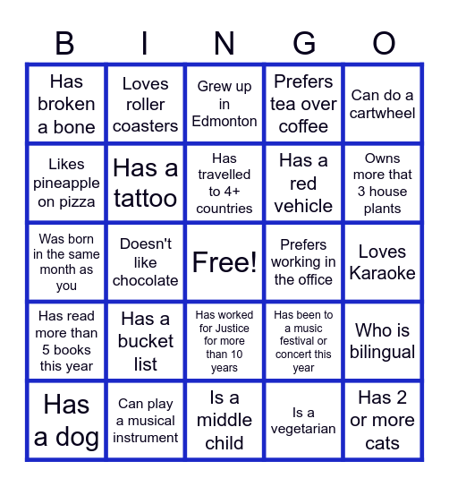 Financial Services Division Bingo Card