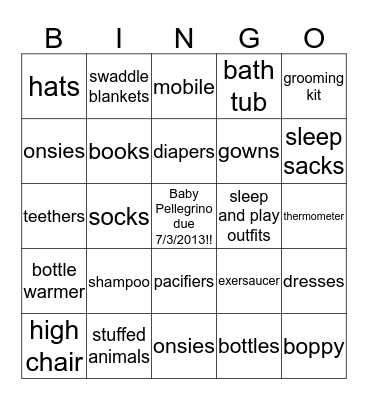 Baby Bingo Card