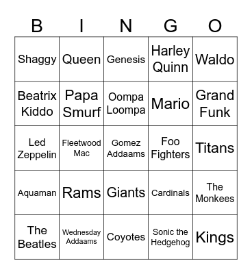 Round 2 Bingo Card