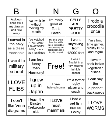 Genetics Department Bingo: Get a signature from someone who checks the box! Bingo Card