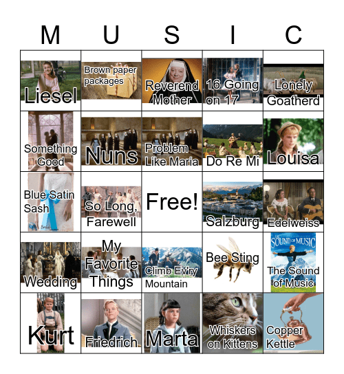 Sound of Music Bingo Card