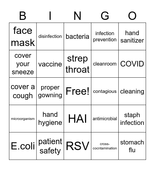 Infection Prevention Week Bingo Card