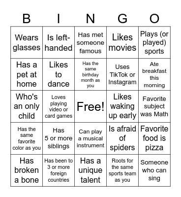 Human Bingo - Find Someone Who... Bingo Card