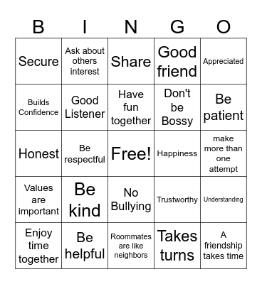 Friends Bingo Card