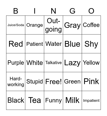 Lessons 6,7,8 BINGO Card