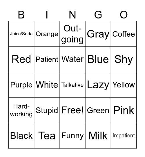 Lessons 6,7,8 BINGO Card