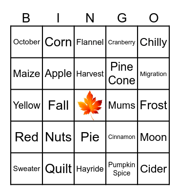 Thanksgiving Bingo Card