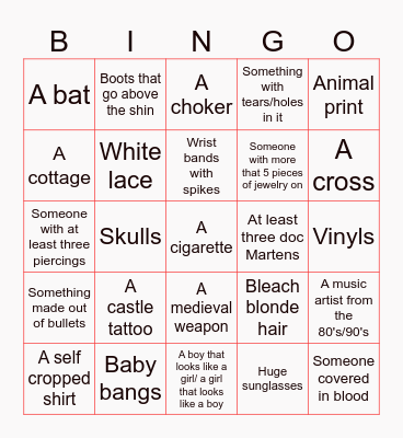 Rylie's Pinterest Bingo Card