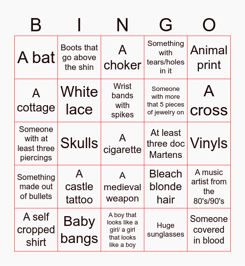 Rylie's Pinterest Bingo Card