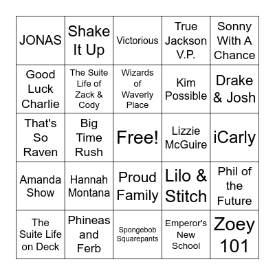 TV Show Theme Songs Bingo Card