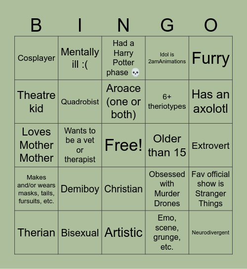 How similar are you to Fern? Bingo Card