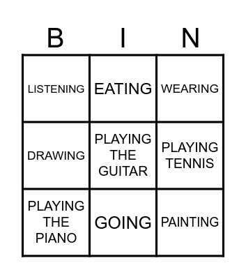 PRESENT CONTINUOUS Bingo Card